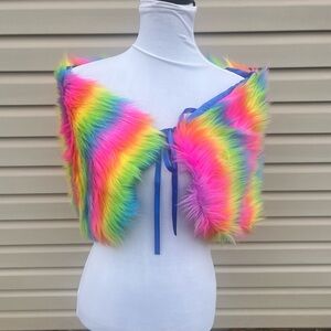NWT Target Pride Neon Rainbow Faux Fur Wrap Shawl Cape